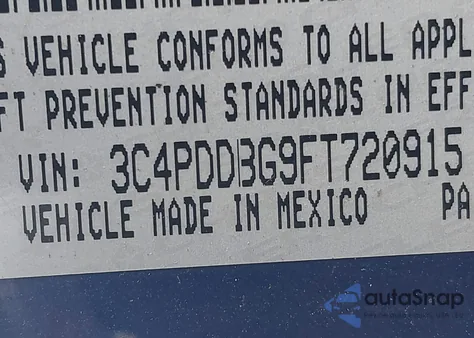 2015 Dodge Journey Sxt из США, поврежденный, VIN 3C4PDDBG9FT720915